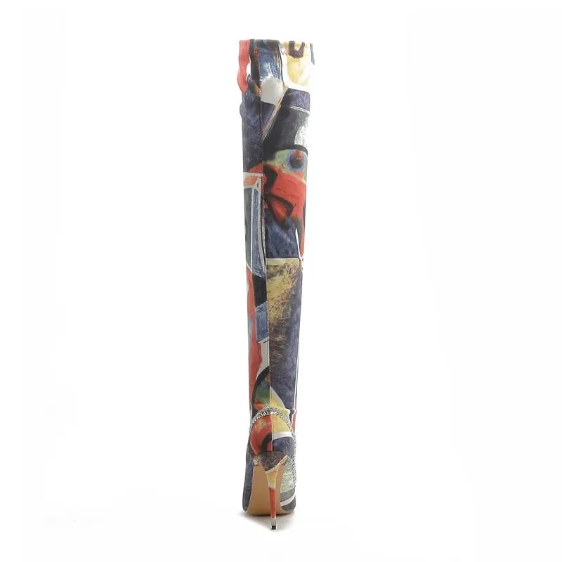 Abstract Over the Knee Boot