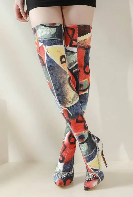 Abstract Over the Knee Boot