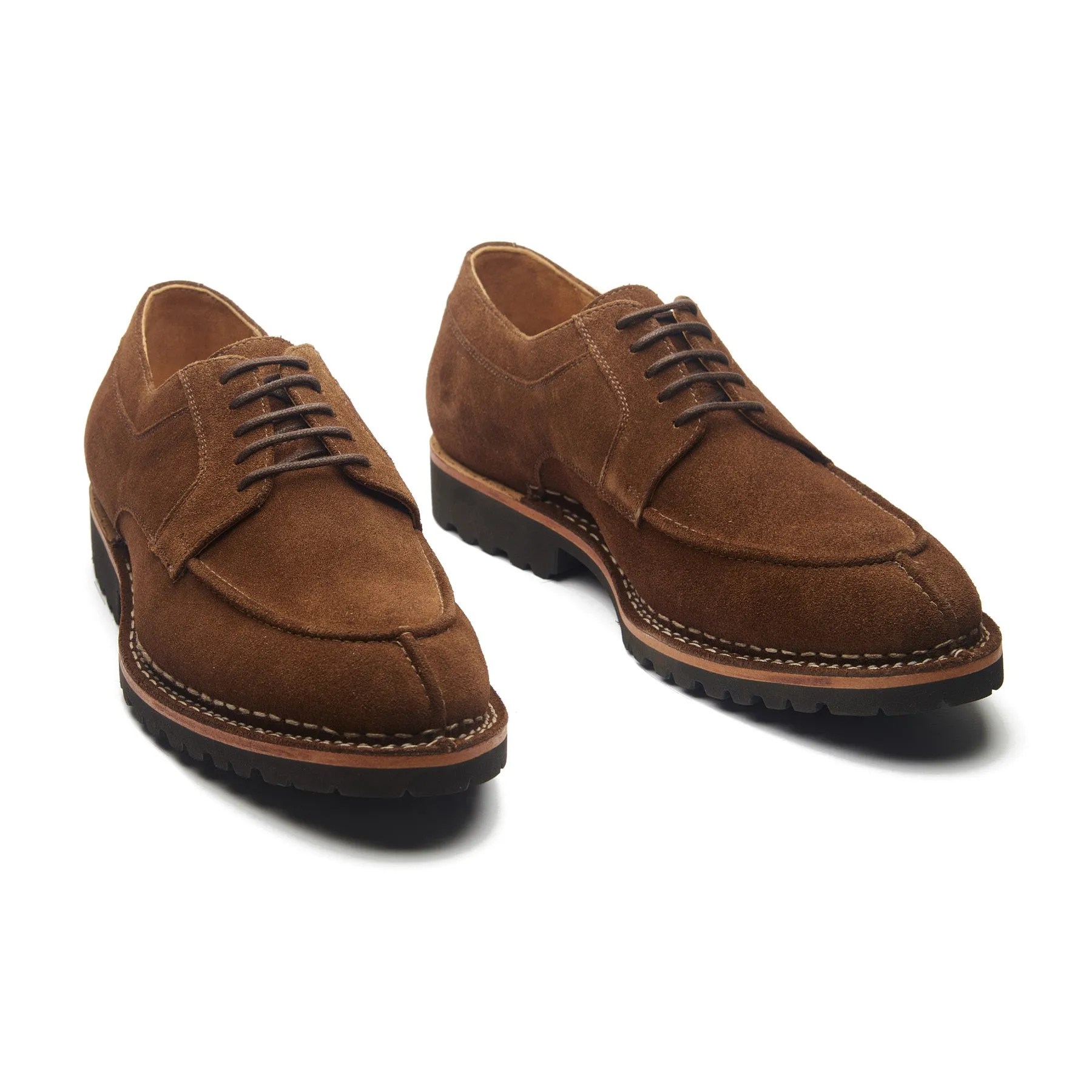 Aurora, Split Toe Derby - Snuff Repello Suede | Norwegian Construction | Hand Welted New Age
