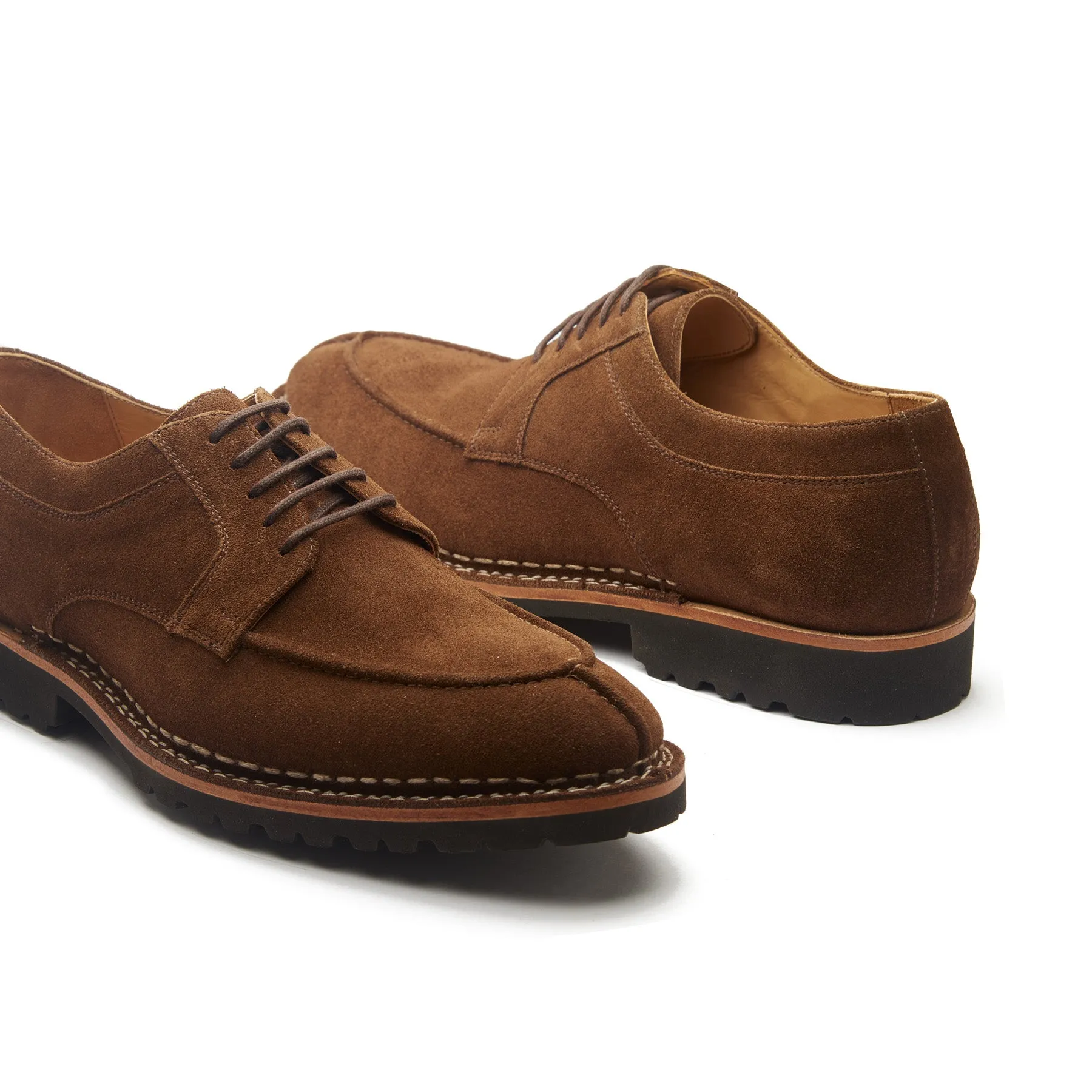 Aurora, Split Toe Derby - Snuff Repello Suede | Norwegian Construction | Hand Welted New Age