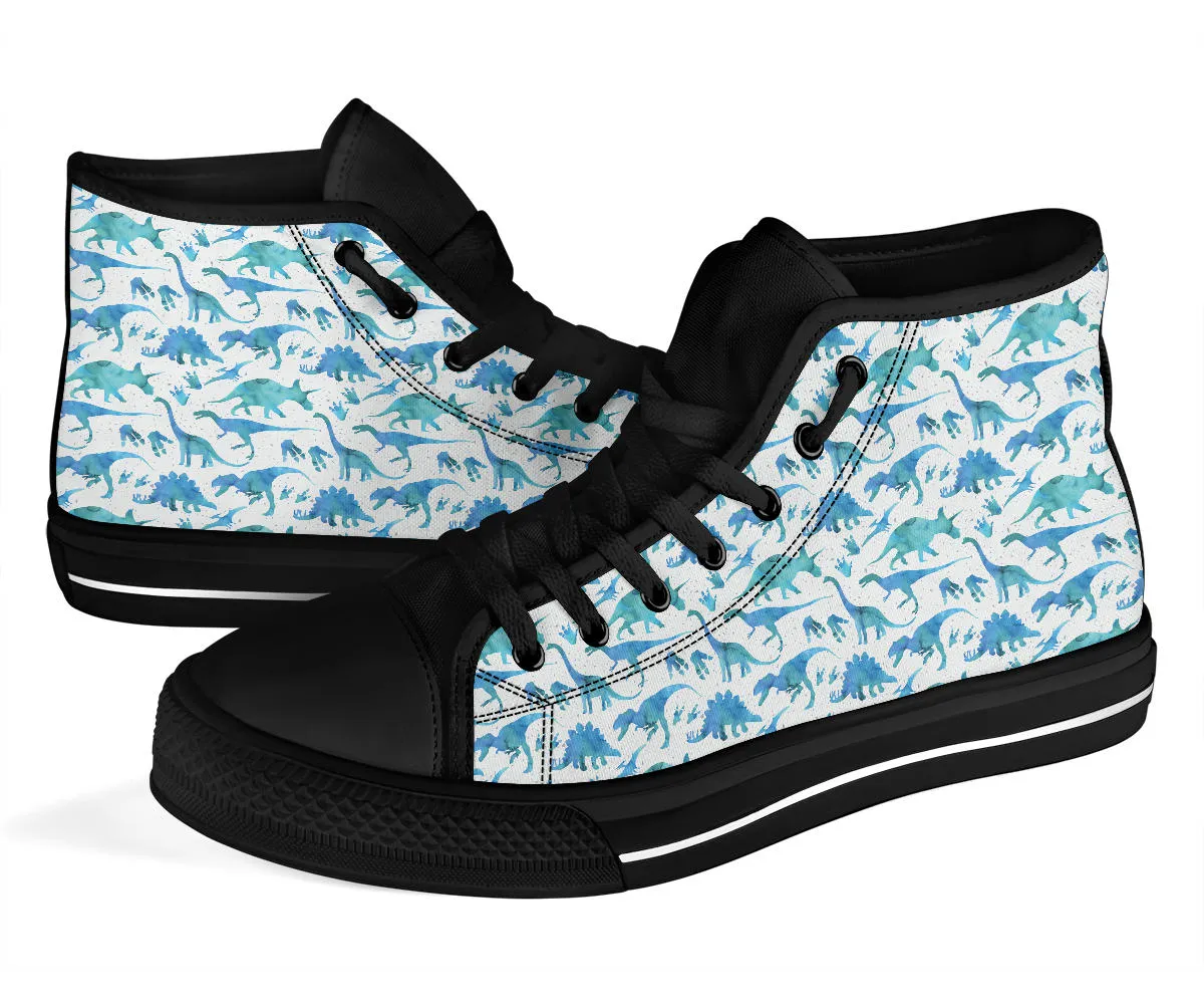 Blue Watercolor - Dinosaur High Tops