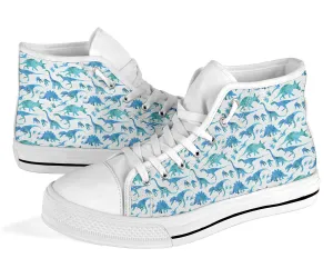 Blue Watercolor - Dinosaur High Tops