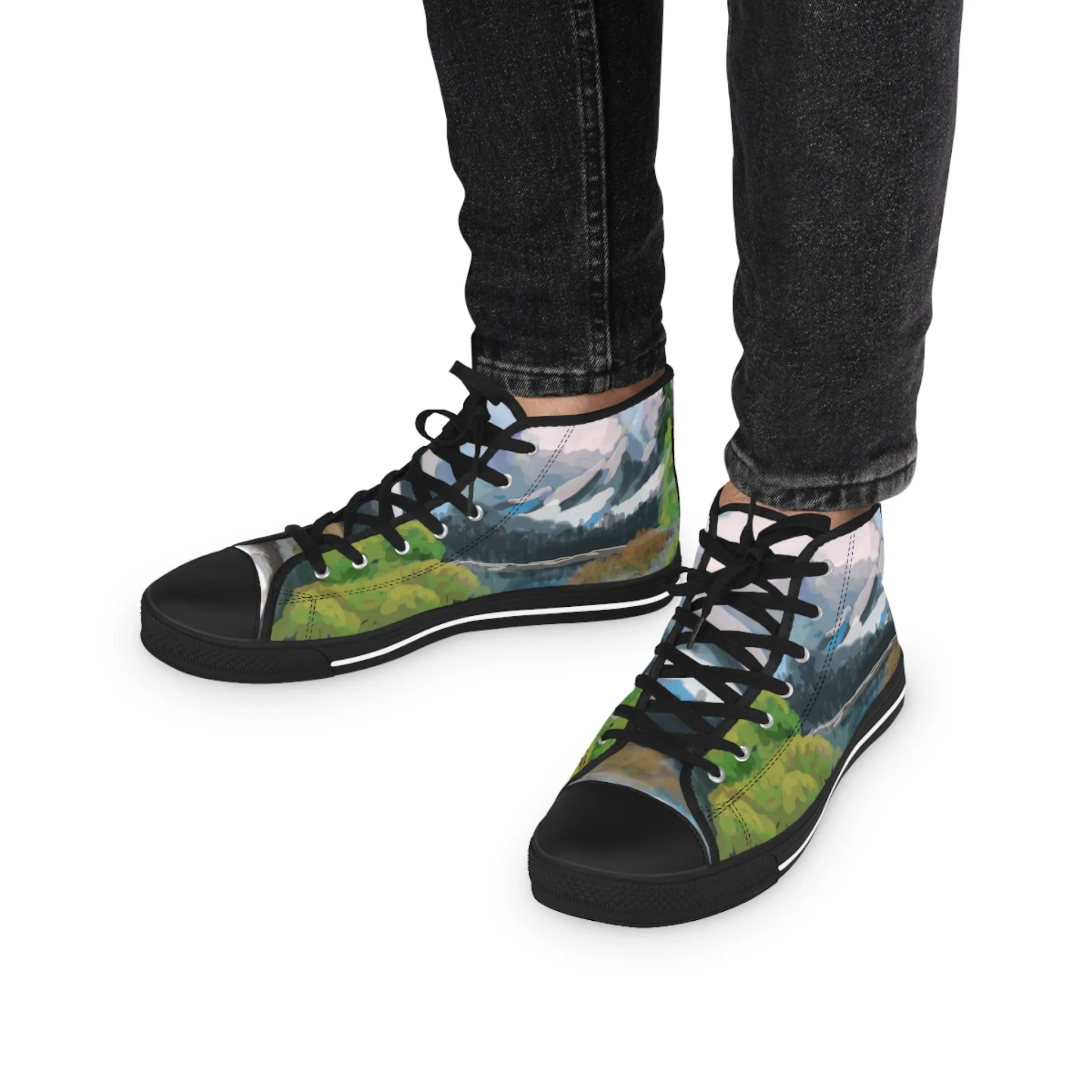 Bob Ross Inspired Landscape Painting High Tops
