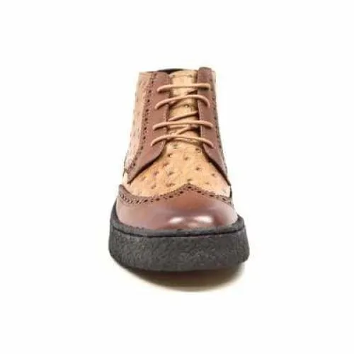 British Walkers Playboy Wingtip Men's Tan and Cognac Ostrich Leather High Tops