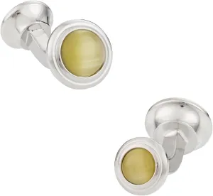 Cuff-Daddy Double Sided Yellow Glass Cufflinks with Gift Box