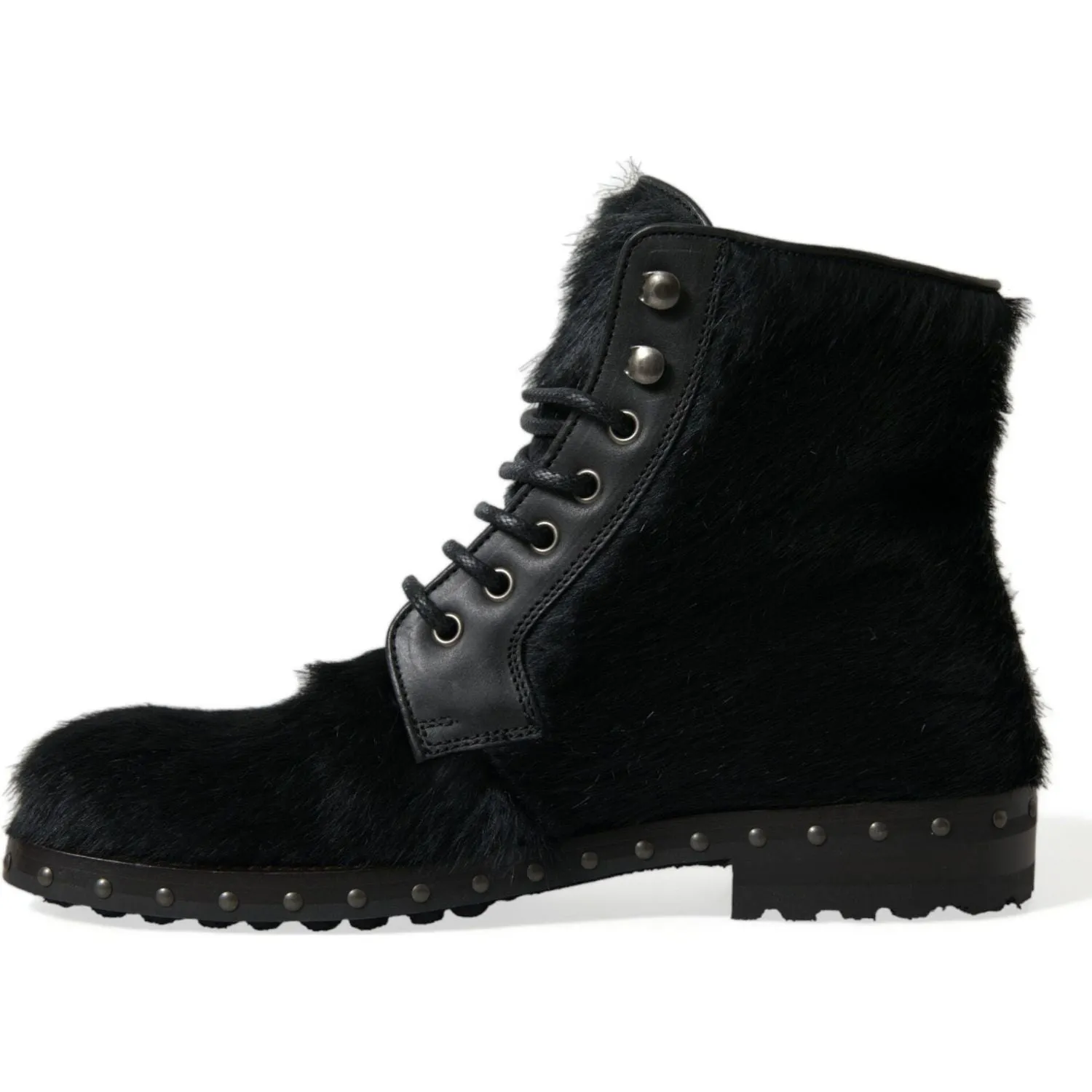 Dolce & Gabbana Elegant Black Calf Leather Lace-Up Boots