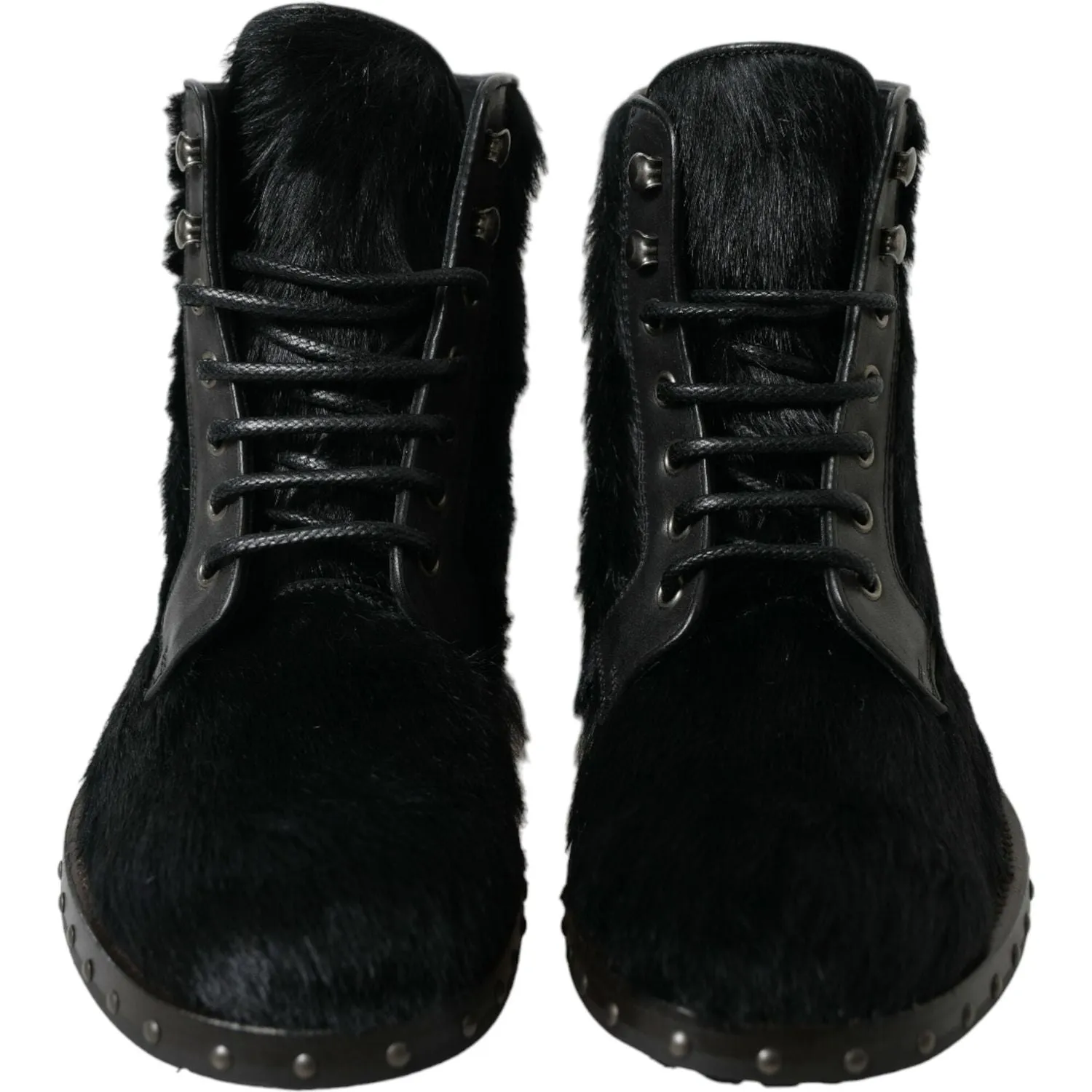 Dolce & Gabbana Elegant Black Calf Leather Lace-Up Boots