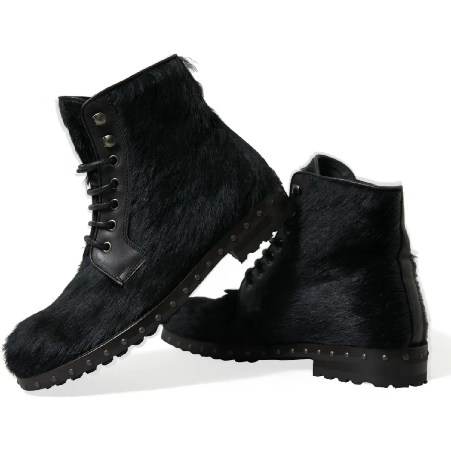 Dolce & Gabbana Elegant Black Calf Leather Lace-Up Boots