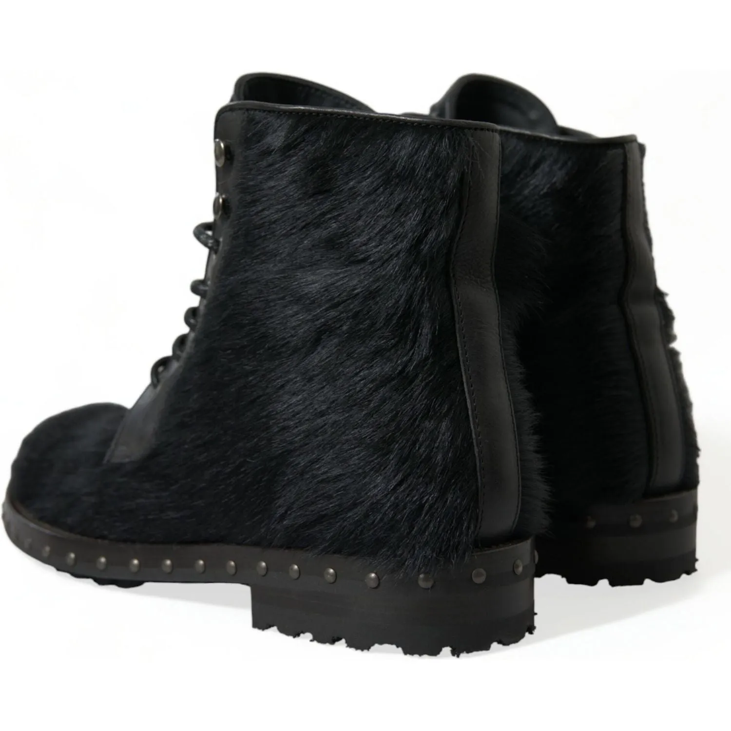 Dolce & Gabbana Elegant Black Calf Leather Lace-Up Boots