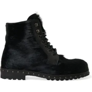 Dolce & Gabbana Elegant Black Calf Leather Lace-Up Boots
