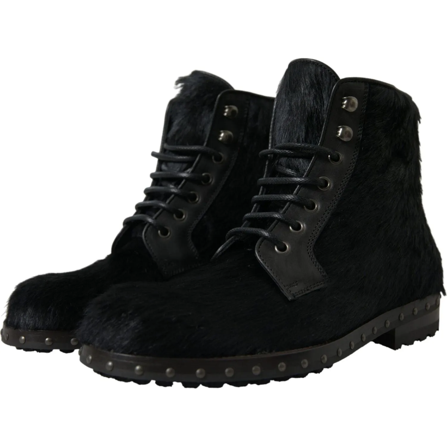 Dolce & Gabbana Elegant Black Calf Leather Lace-Up Boots