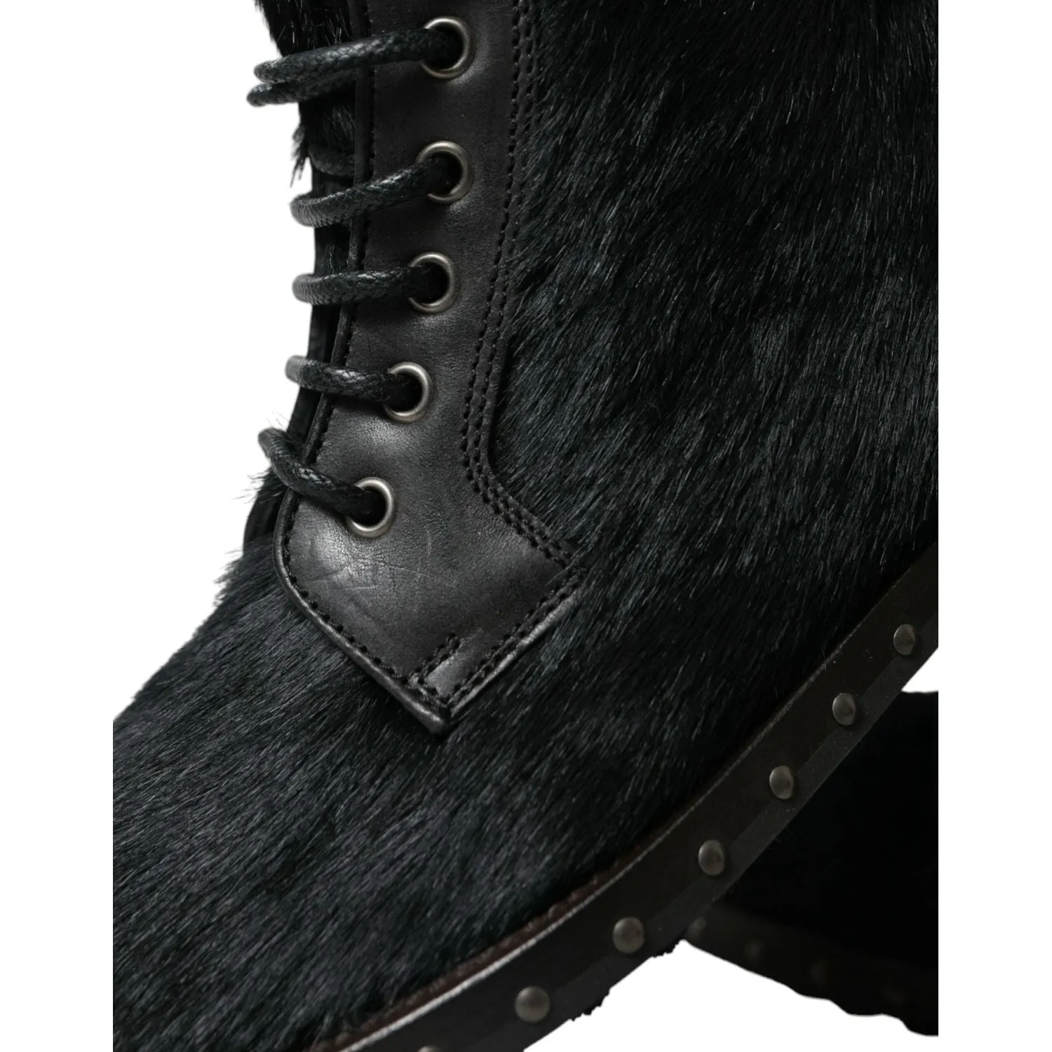 Dolce & Gabbana Elegant Black Calf Leather Lace-Up Boots