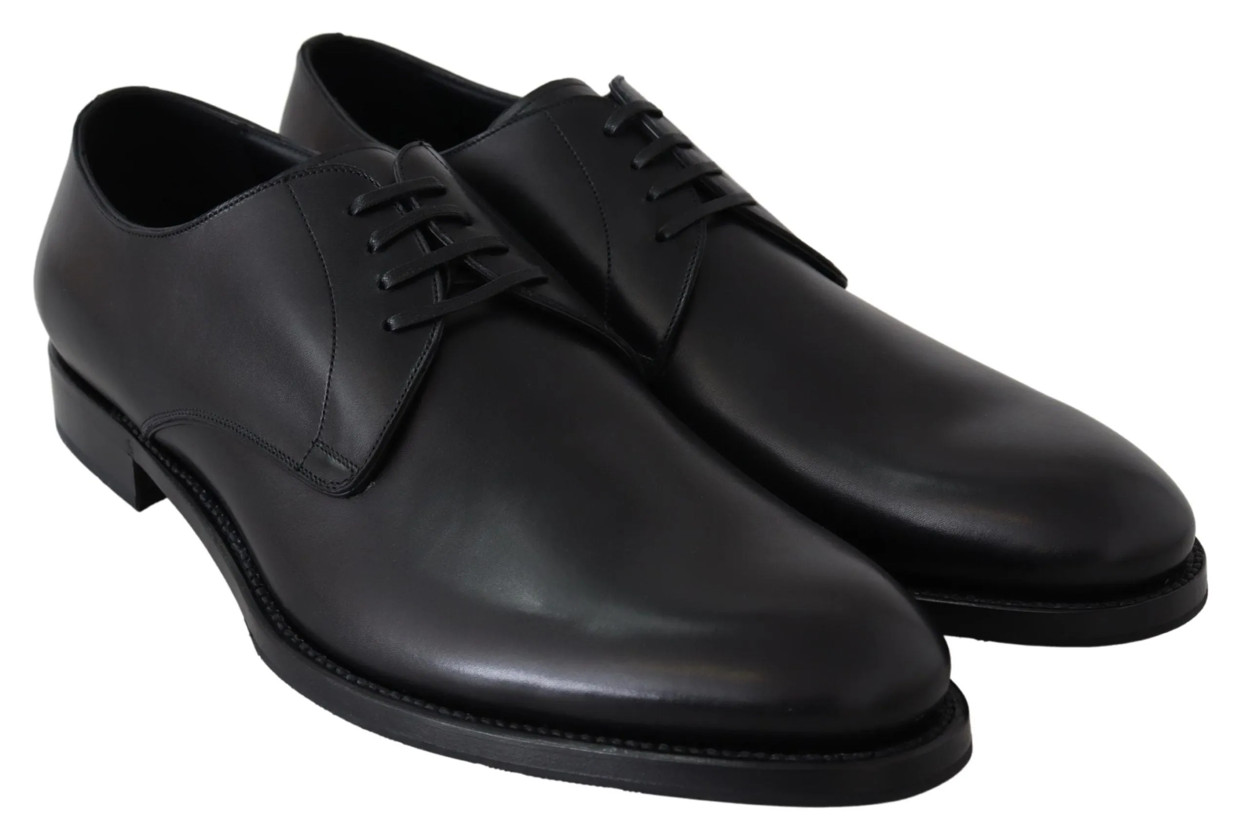 Dolce & Gabbana Elegant Black Leather Derby Dress Sko