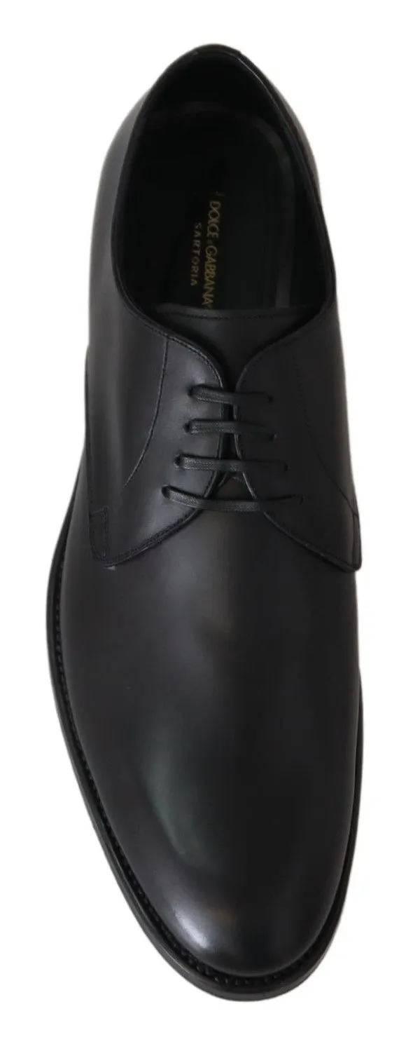 Dolce & Gabbana Elegant Black Leather Derby Dress Sko