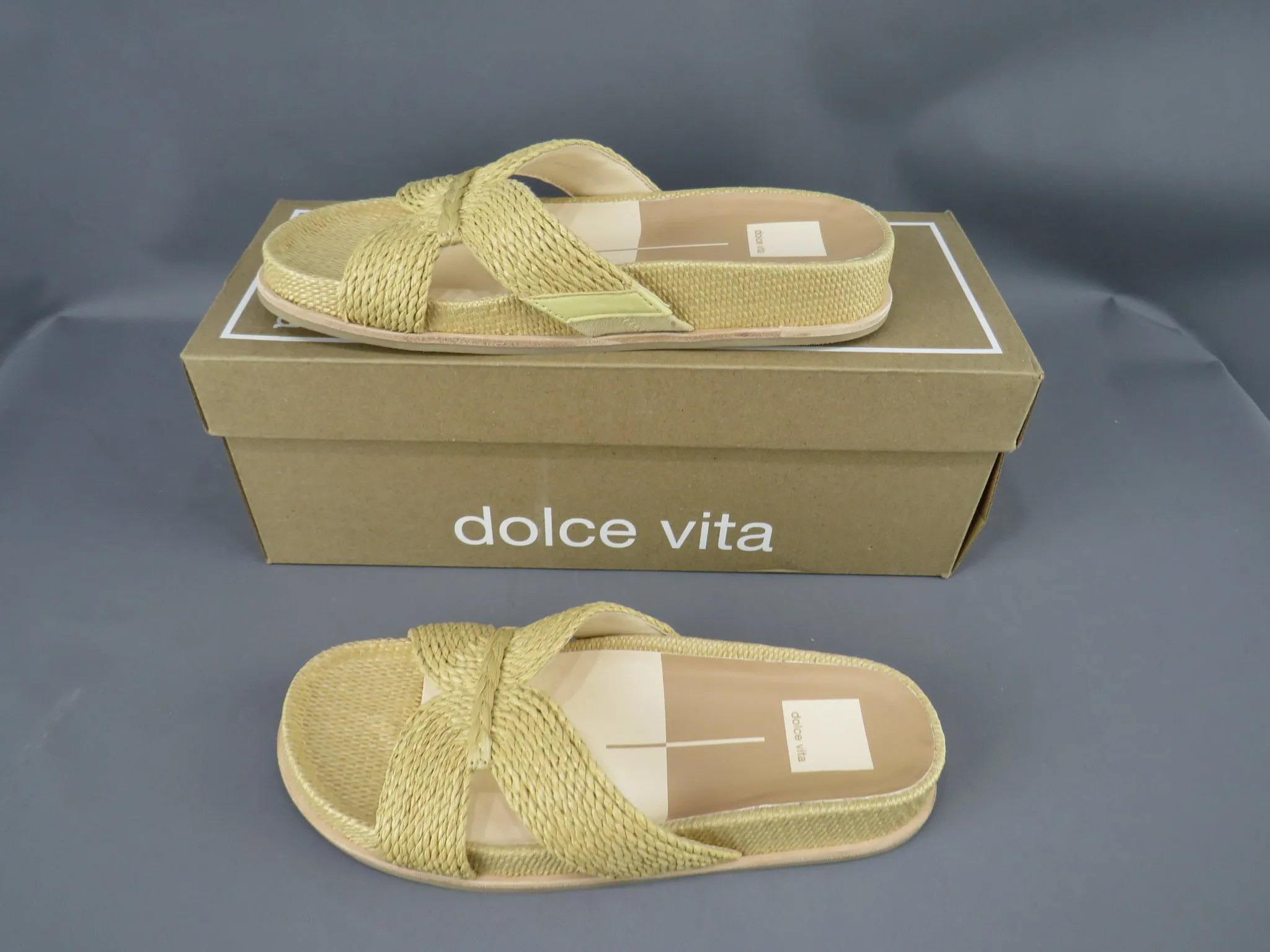 Dolce Vita Selda Raffia Slide Footbed Sandals