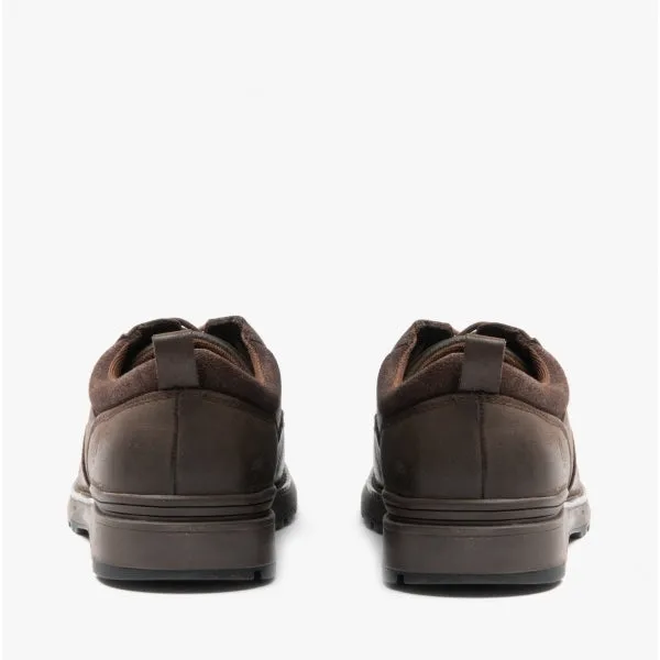 DYLAN Mens Leather Derby Shoes Dark Brown