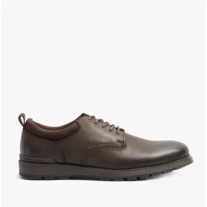 DYLAN Mens Leather Derby Shoes Dark Brown