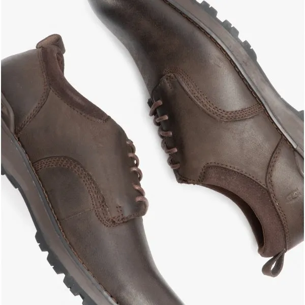 DYLAN Mens Leather Derby Shoes Dark Brown