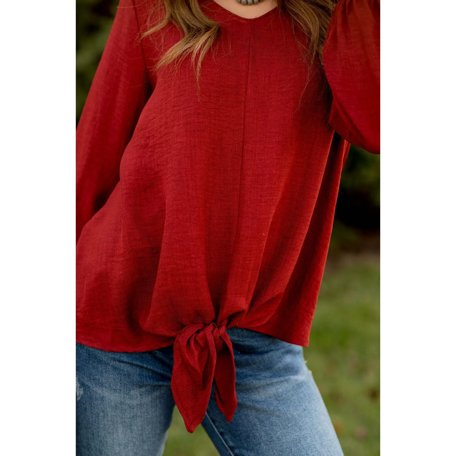 Elegant Tied Cinched Sleeve Blouse