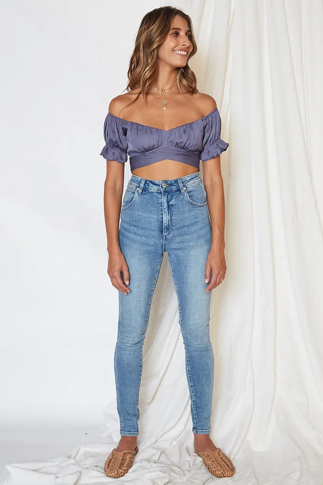 Eyes Like The Earth Crop Top Midnight Blue
