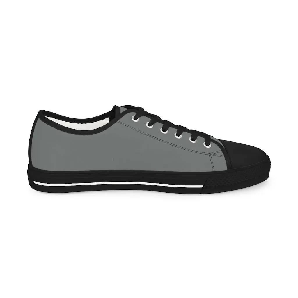 Graphite Grey Men's Low Top Sneakers, Solid Color Modern Minimalist Best Men's Low Top Sneakers (US Size: 5-14)