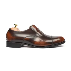 Handmade, Custom Men's Brown Box Leather High Shine Oxford Shoes