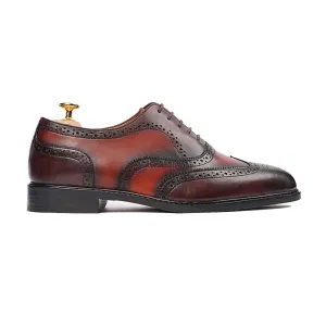 Handmade, Custom Men's Burnished Oxblood Calf Leather Oxford Shoes