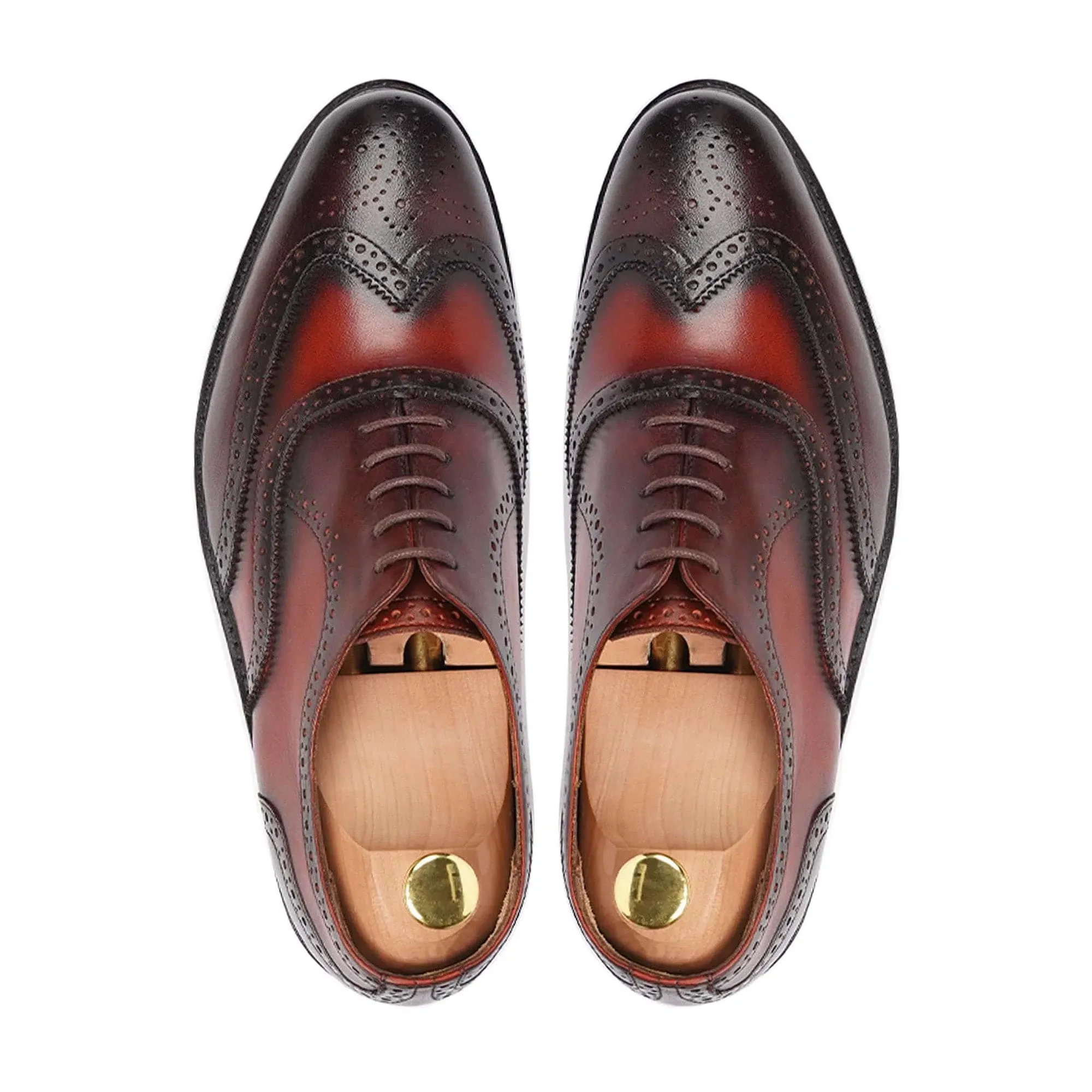 Handmade, Custom Men's Burnished Oxblood Calf Leather Oxford Shoes