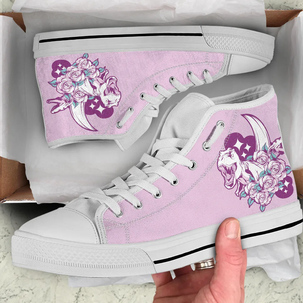 Jurassic Flowery Night - Women's Dinosaur Shoes
