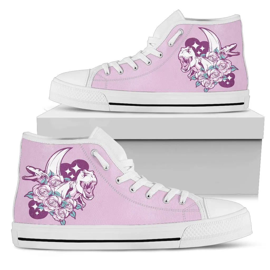 Jurassic Flowery Night - Women's Dinosaur Shoes