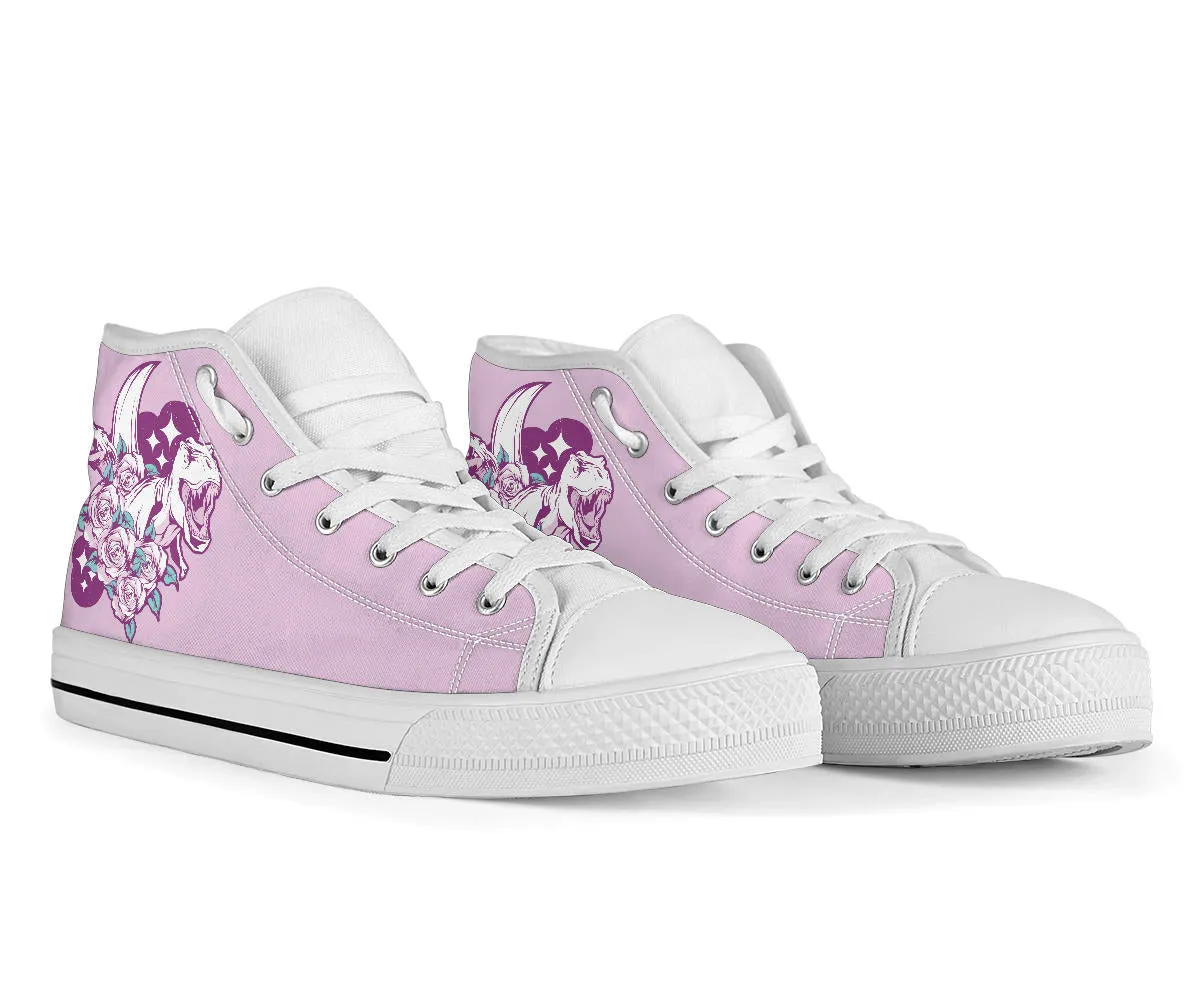 Jurassic Flowery Night - Women's Dinosaur Shoes