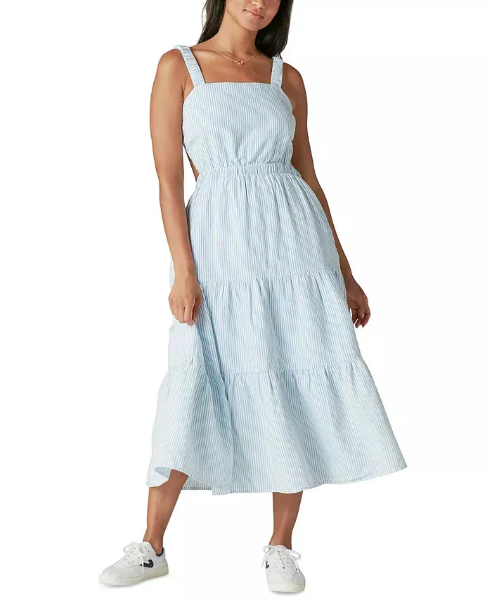 Lucky Brand Open Back Striped Denim Dress