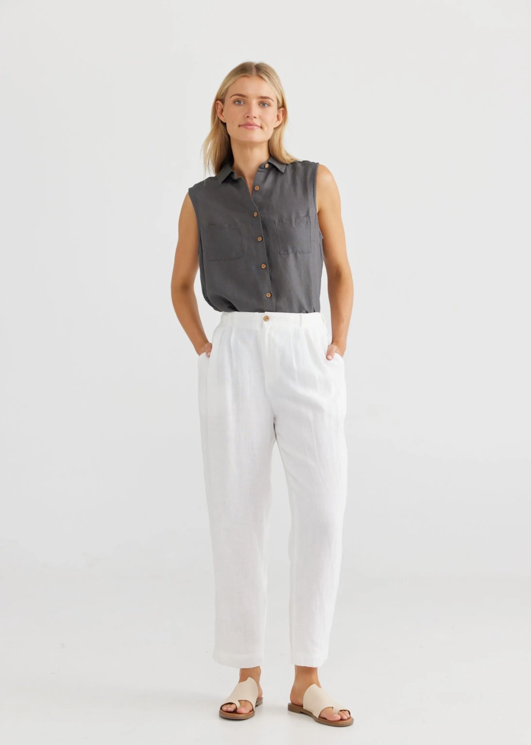 Mandalay Pants - White Linen