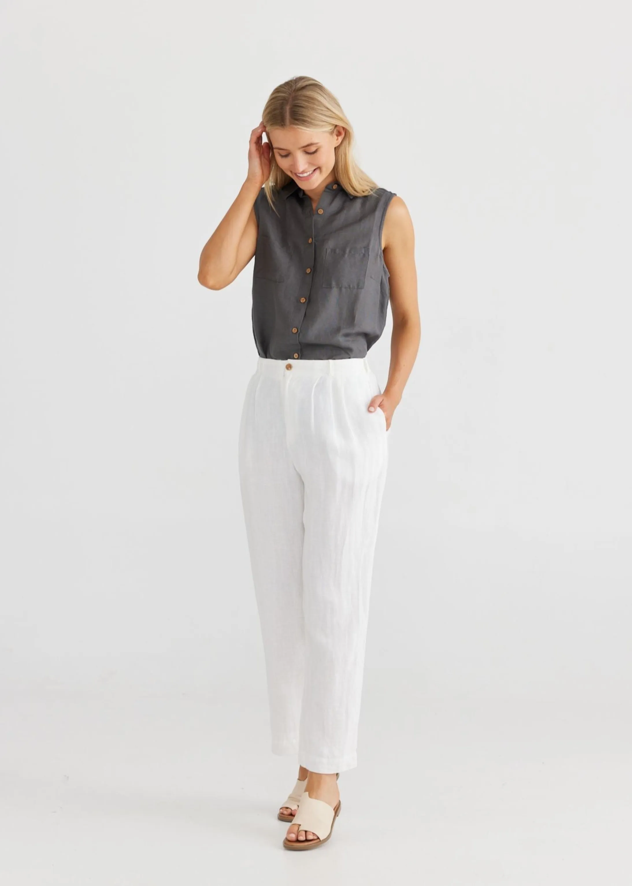 Mandalay Pants - White Linen
