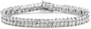 Mariell Silver Platinum Cubic Zirconia Tennis Bracelet for Women - Bridal, Wedding or Everyday Jewelry