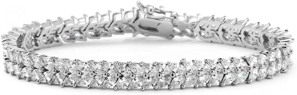 Mariell Silver Platinum Cubic Zirconia Tennis Bracelet for Women - Bridal, Wedding or Everyday Jewelry