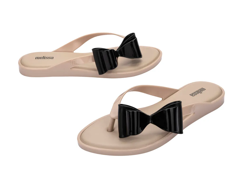 Melissa Flip Flop Cute Beige Flat Bow Slip-On For Women