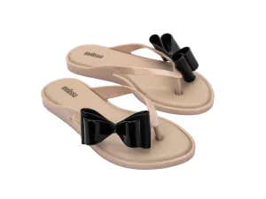 Melissa Flip Flop Cute Beige Flat Bow Slip-On For Women