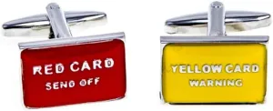MRCUFF Soccer Red Card Yellow Card Pair Cufflinks in Presentation Gift Box & Polishing Cloth