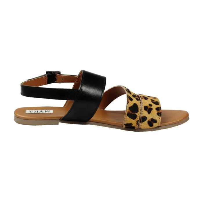 Myra Ladies Cross Over Strap Slip On Flats Sandals S-2996