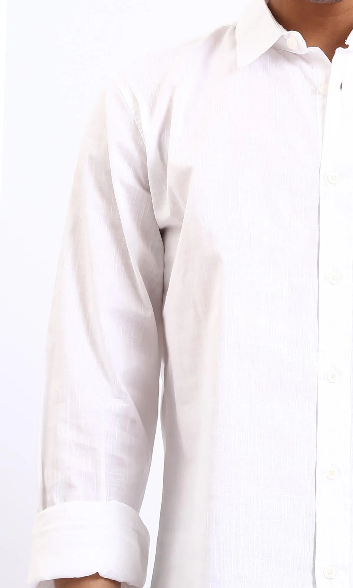 R207474-Turn Down Collar Long Sleeve Shirt - White