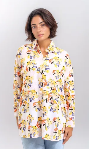 R209484-Colorful Floral Long Sleeves Shirt - Multicolor