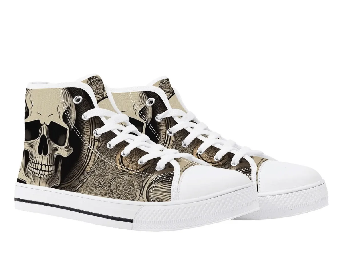 Sepia Scroll Skull High Tops