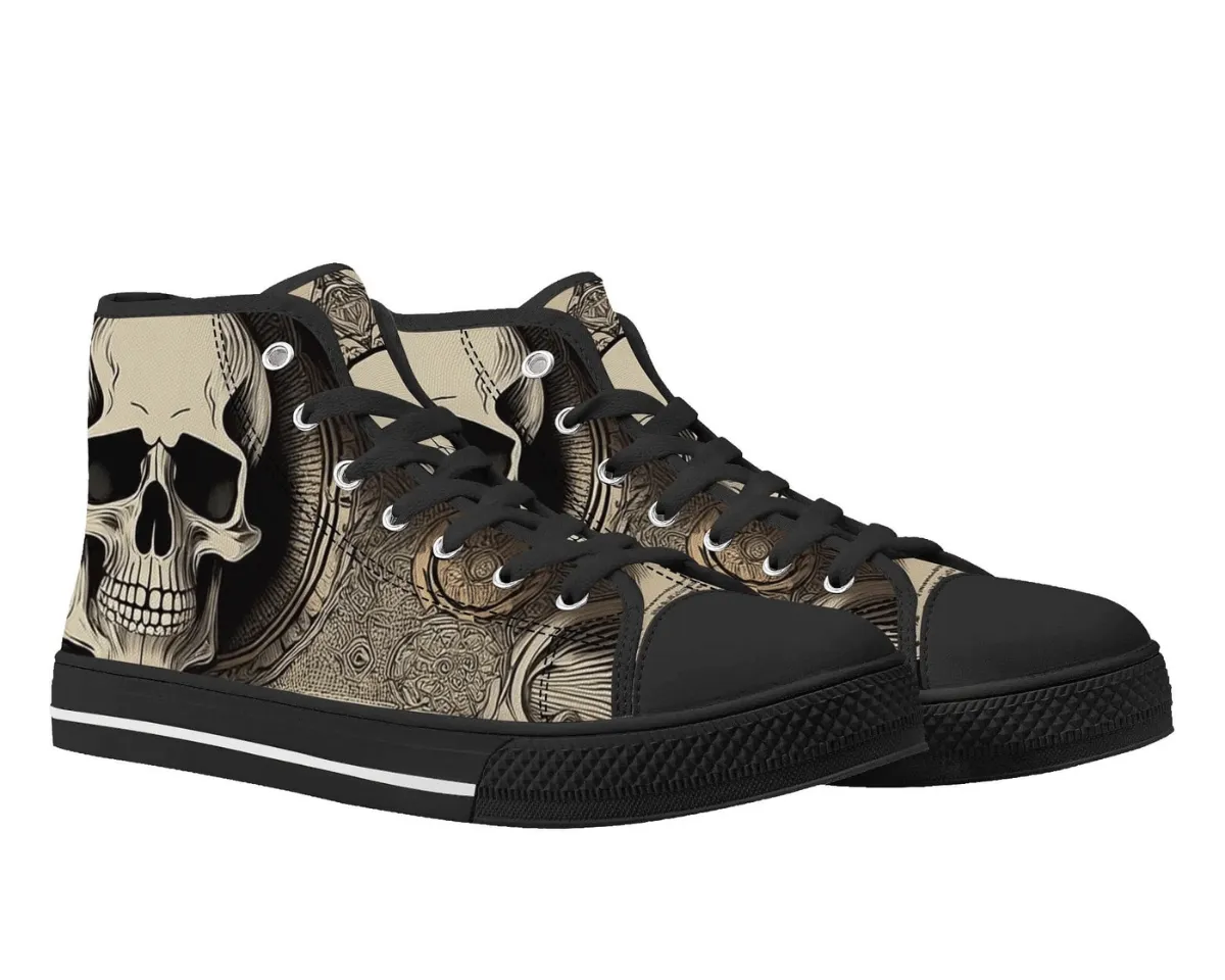 Sepia Scroll Skull High Tops