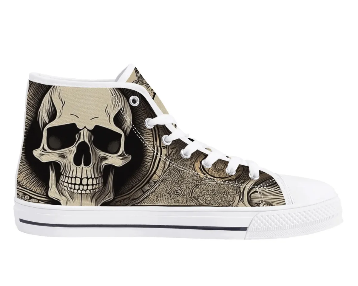 Sepia Scroll Skull High Tops