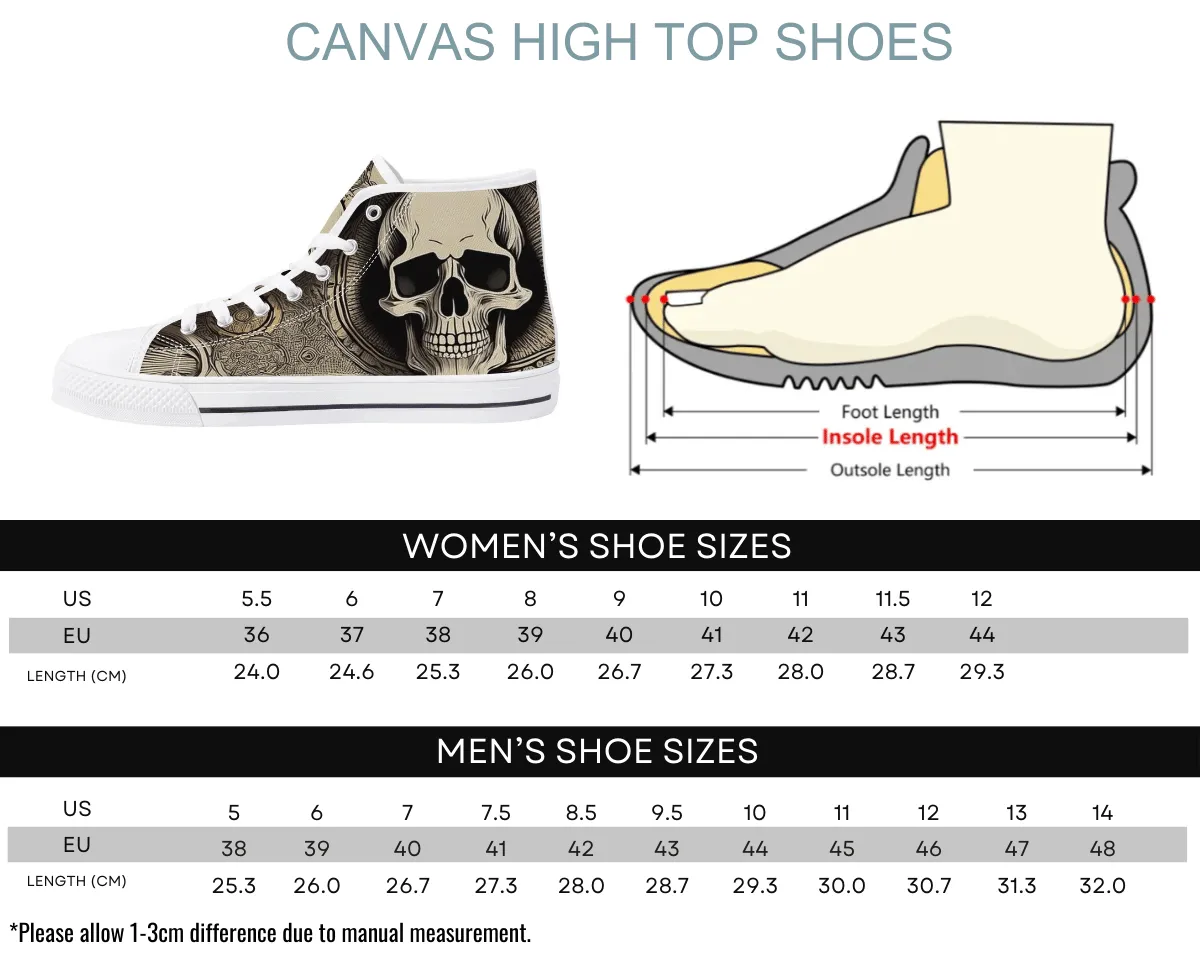 Sepia Scroll Skull High Tops