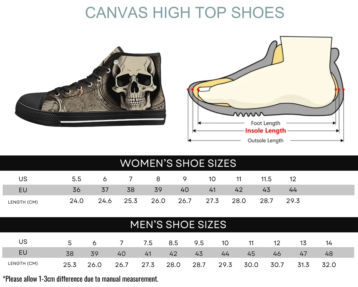 Sepia Scroll Skull High Tops