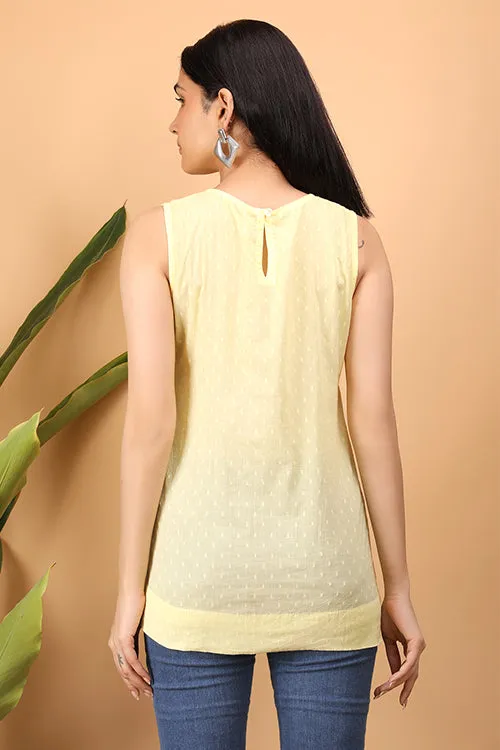 Shwet Women Yellow Chikankari Sleevless Top - 282
