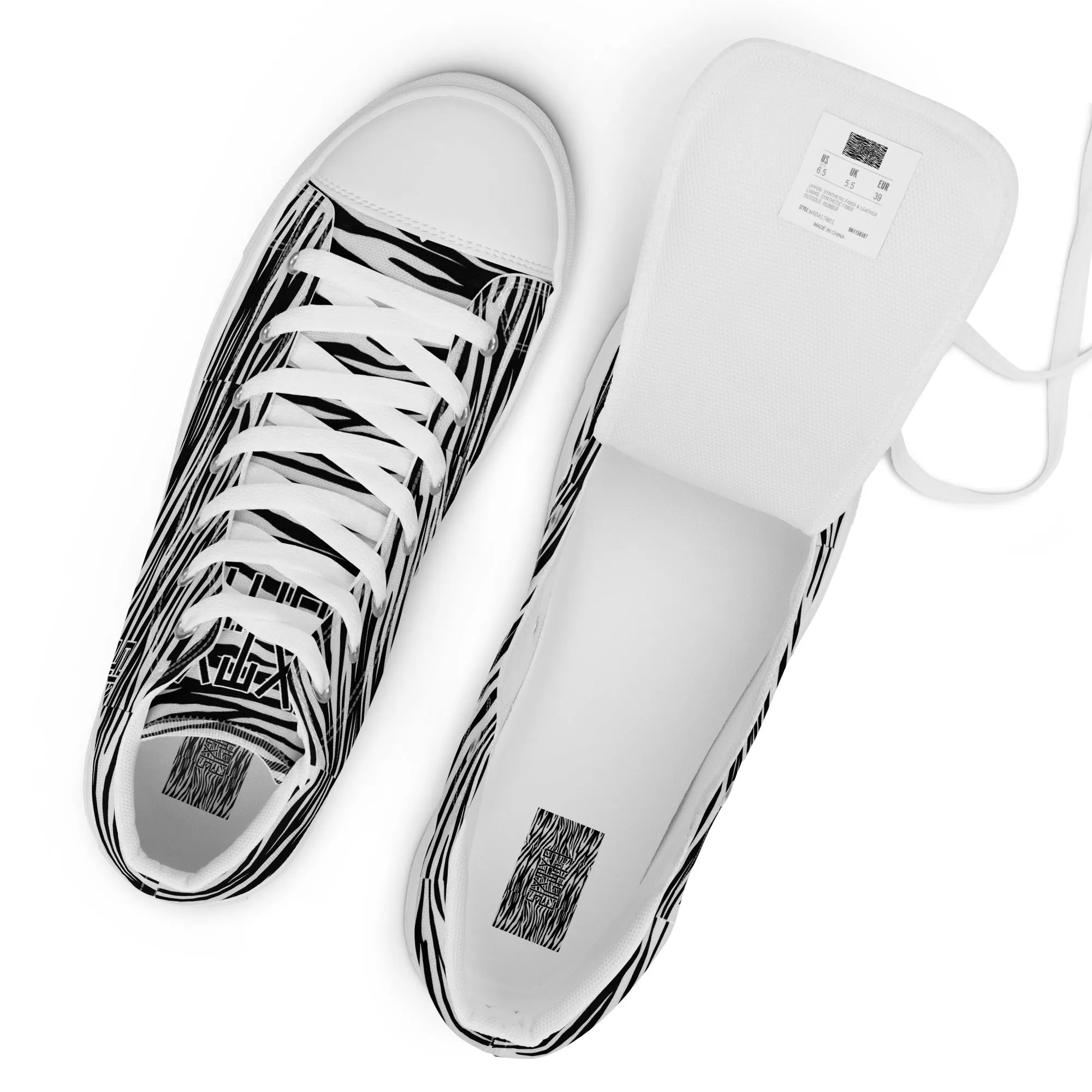 Sixty Eight 93 Logo Black & White OG Zebra Men's High Top Shoes