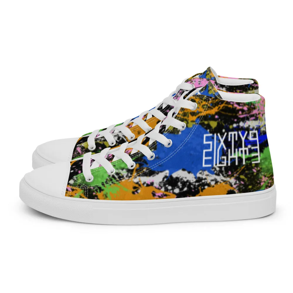 Sixty Eight 93 Logo White Splatter #2 Women's High Top Shoes